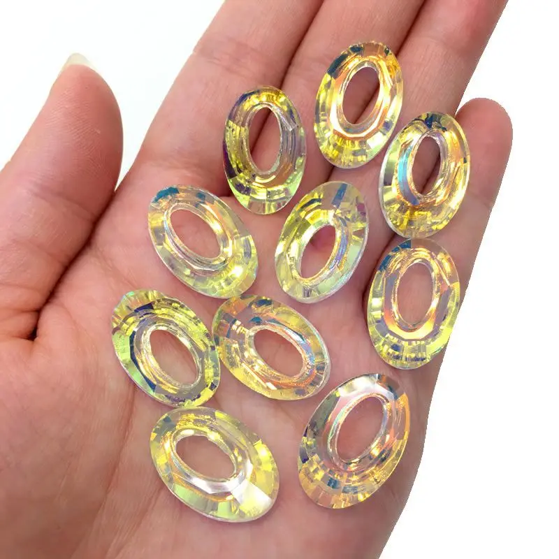 10PCS 20mm Shiny AB Geometrische Runde Oval Lose Abstand Anhänger Perlen DIY männer und frauen Glück armband Halskette Schmuck – Detail 4
