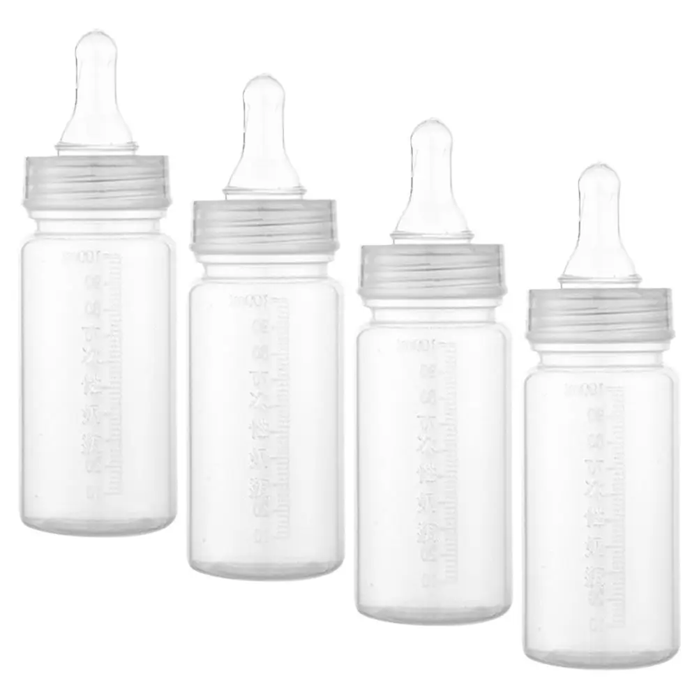 

4Pcs Newborn Milk Bottle Disposable Baby Bottles 0-3 Months Plastic Feeding Bottle Scale Leak Proof Travel Use