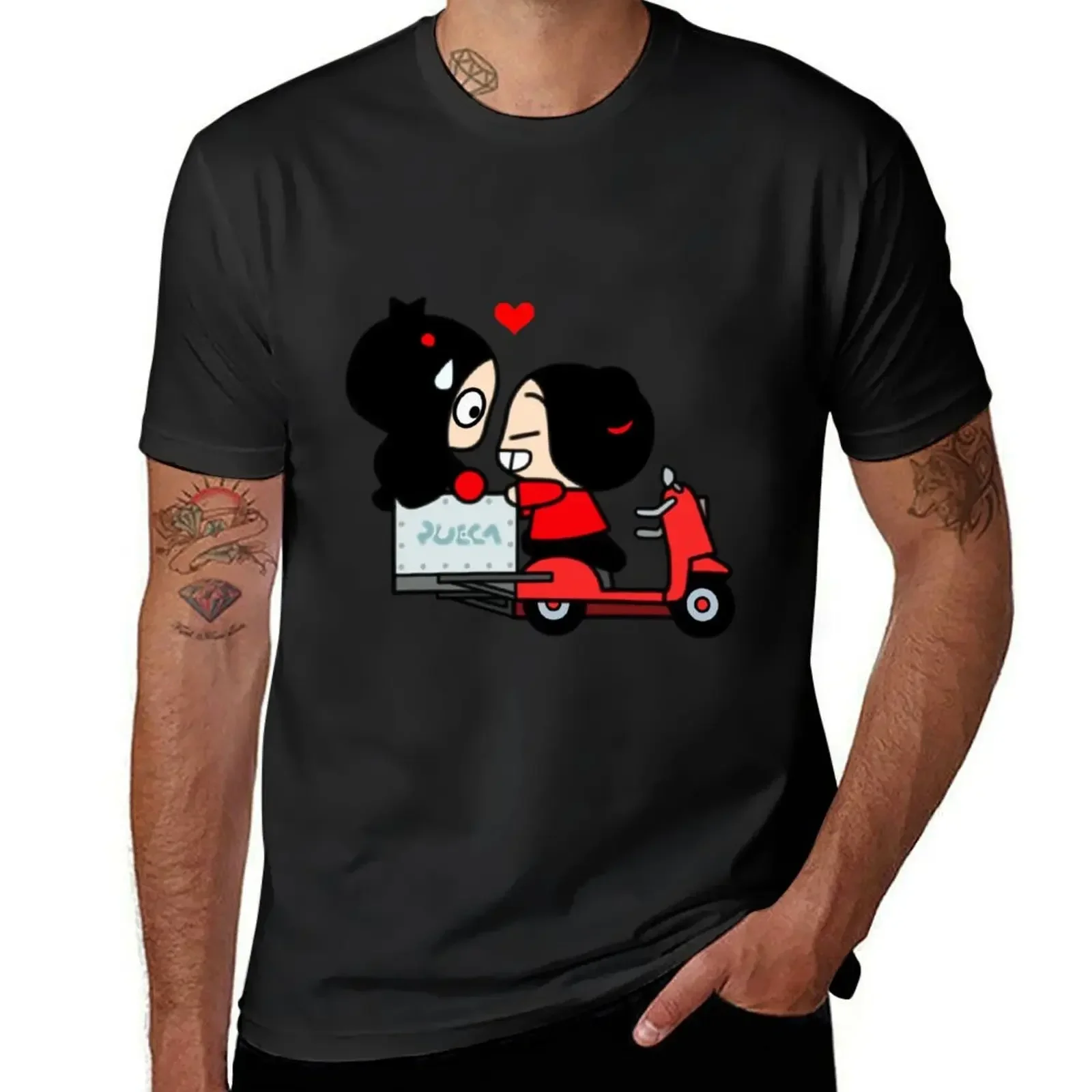 

Pucca X Garu (Scooter) T-Shirt blanks sports fans anime clothes mens workout shirts