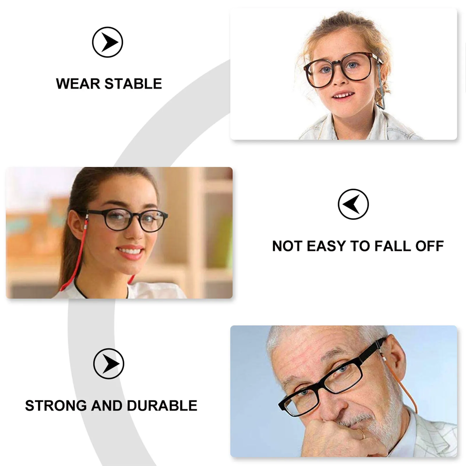 6Pcs Anti-Skid Glasses Rope Adjustable Sports Lanyard Premium Fabric Non-Slip Glasses Fixing Chain Hand-Woven Wear-Resistant