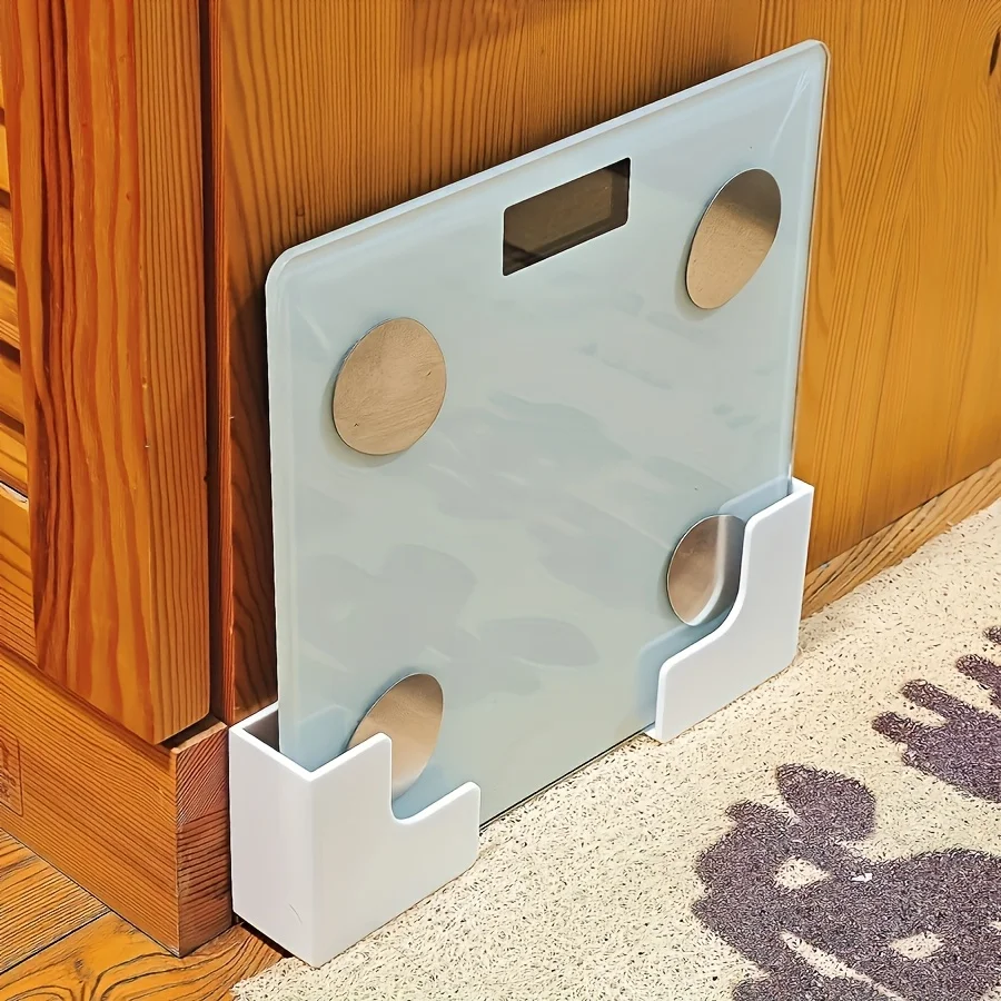 Soporte de pared para báscula, estante de almacenamiento sin taladro para baño, gimnasio, báscula digital, organizador que ahorra espacio, 2 uds.