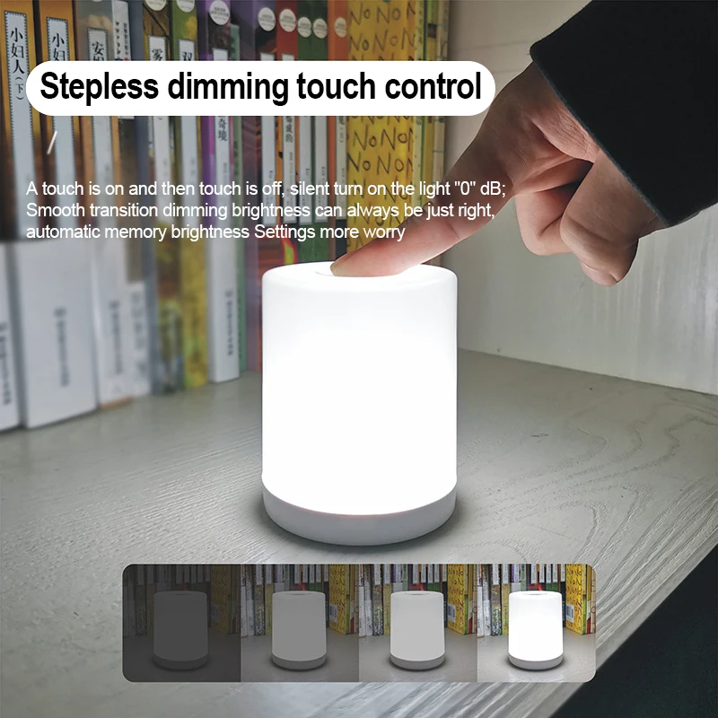ZK20 Bedside Touch Control Night Light USB Rechargeable Living Room Decoration LED Table Lamp Dimmable Eye Protection Desk Lamp