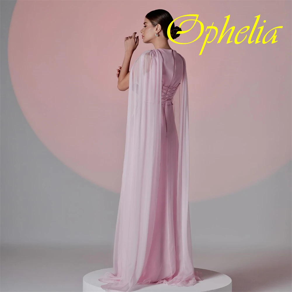 

Customized Luxury Chiffon O-Neck Evening Dress Classic Sweep Train Cocktail Dress Fashion Lace Up Back Special Occasion Gowns