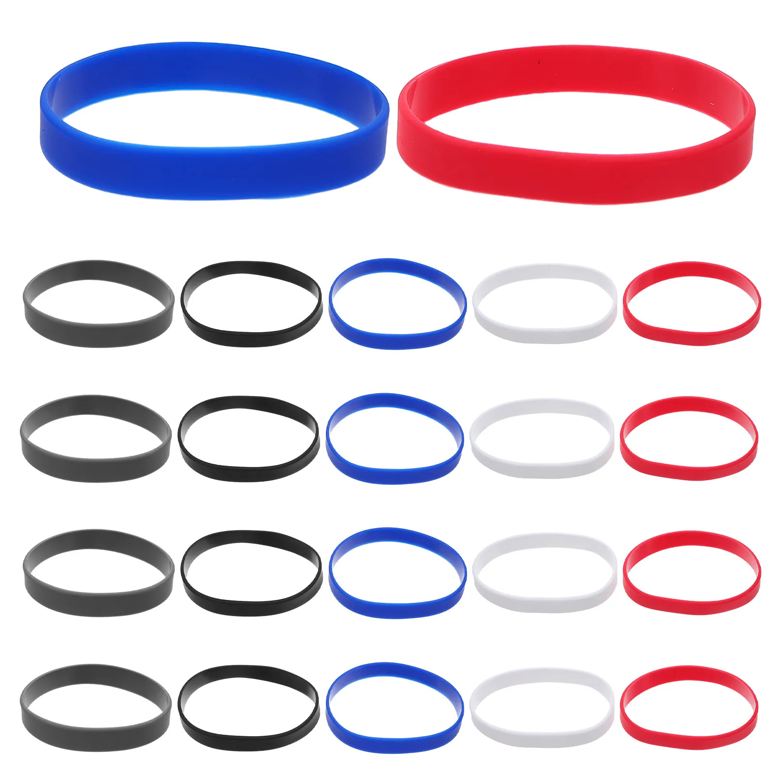 

50Pcs Colored Silicone Wristbands Blank Stretch Bracelets for Festival Party Favor Kids Teens Adults Sports School Waterproof