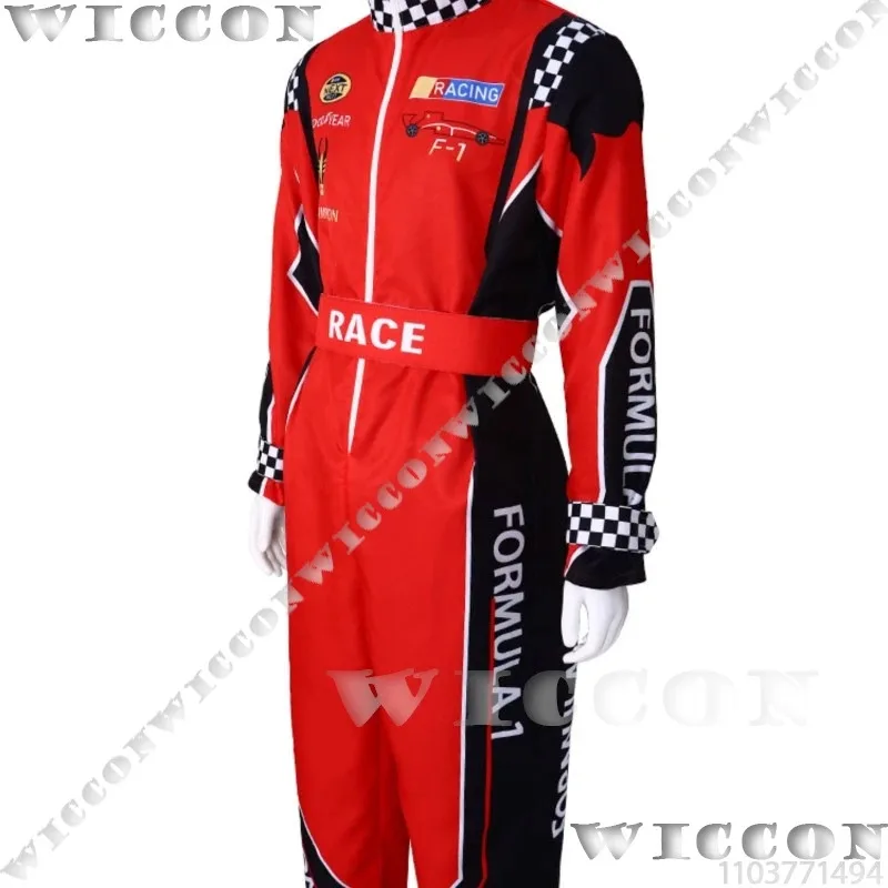 

a7d@Red Jumpsuit Gym Suit Carnival Cosplay Costume Outdoor Racing Suit Halloween Party Roleplay Outfit Man Women Clothes Customi