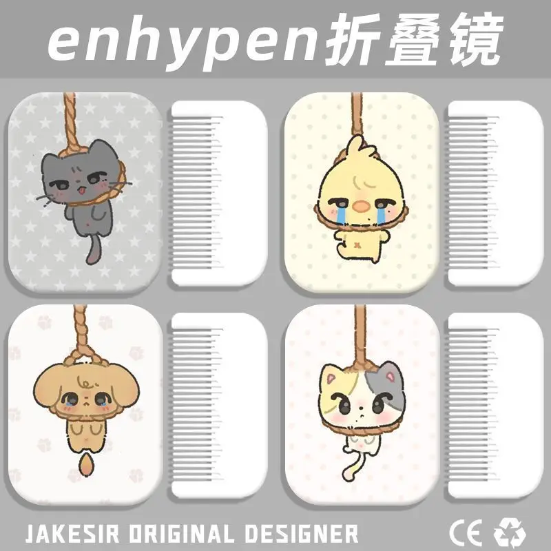 

ENHYPENS Graffiti Style Fan Merch Portable Flip Folding Makeup Mirror Mini Pocket Touch Up Mirror Compact Handheld Vanity Mirror