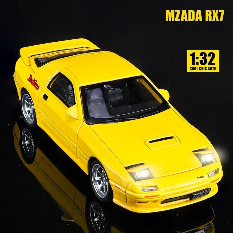 

1:32 Mazda RX7 RX-7 FC INITIAL D Суперкар из сплава, литая под давлением игрушечная модель автомобиля, звук и свет, детские игрушки, коллекционные предметы, подарок на день рождения