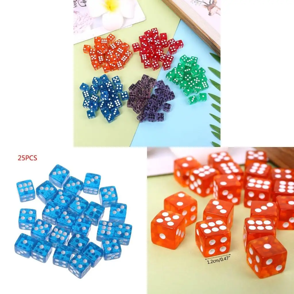

Q39E 25 шт./компл. новые игровые кости для вечеринок 12 квадратных прозрачных кубиков красочные клубные для Pla
