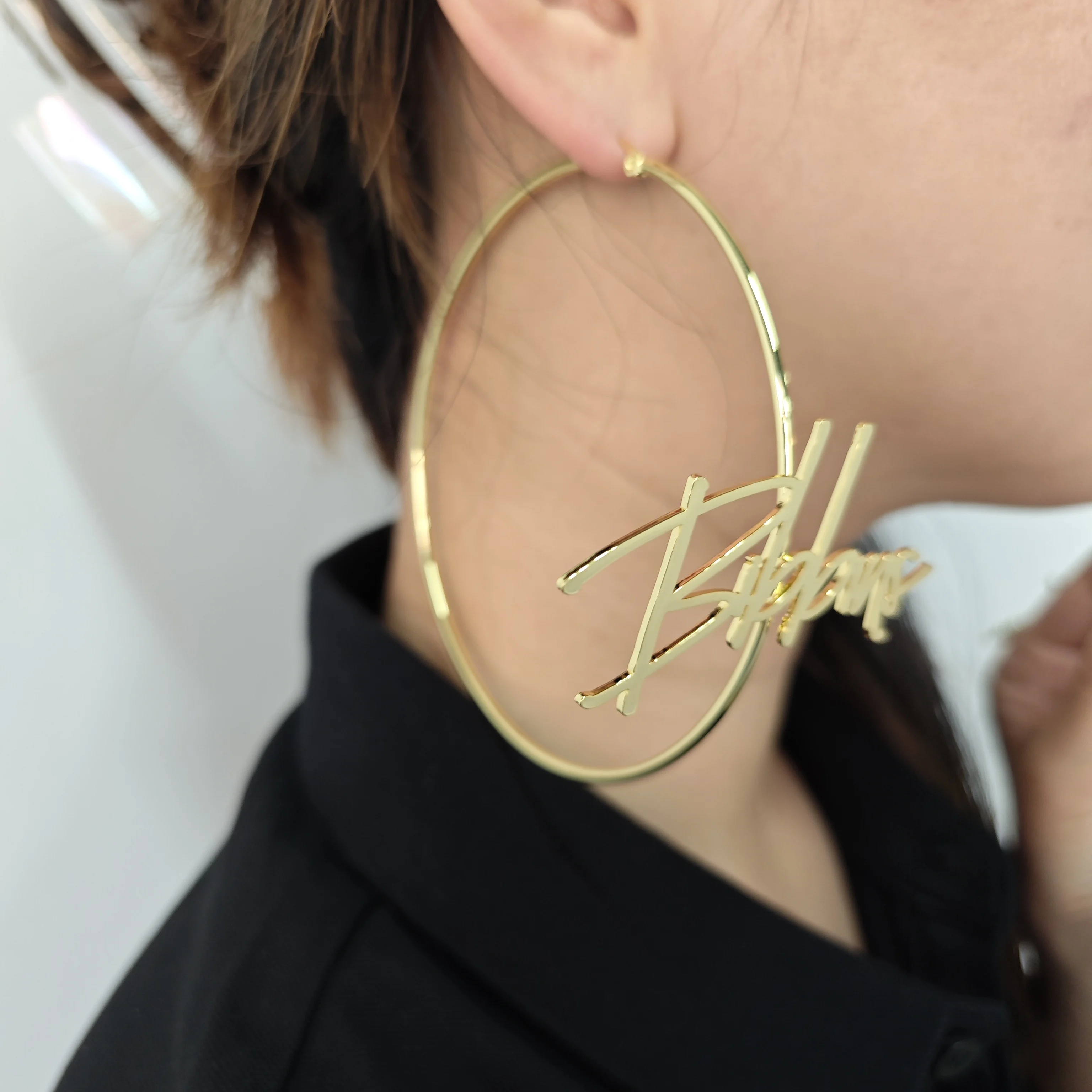 Lateefah Personalized Stainless Steel Positive Weld Steel Coil Custom Name Earrings Accessories
