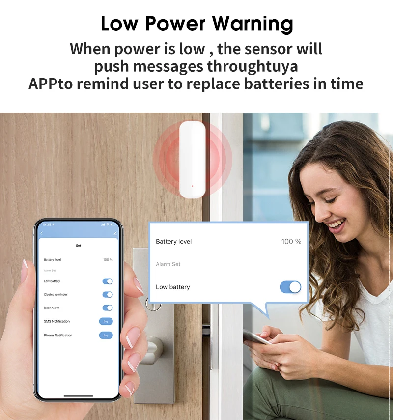 Tuya WiFi Door Window Sensor Door Magnetic Alarm Detector Smart Home Smart Life APP Remote Control Vias Alexa Google Home