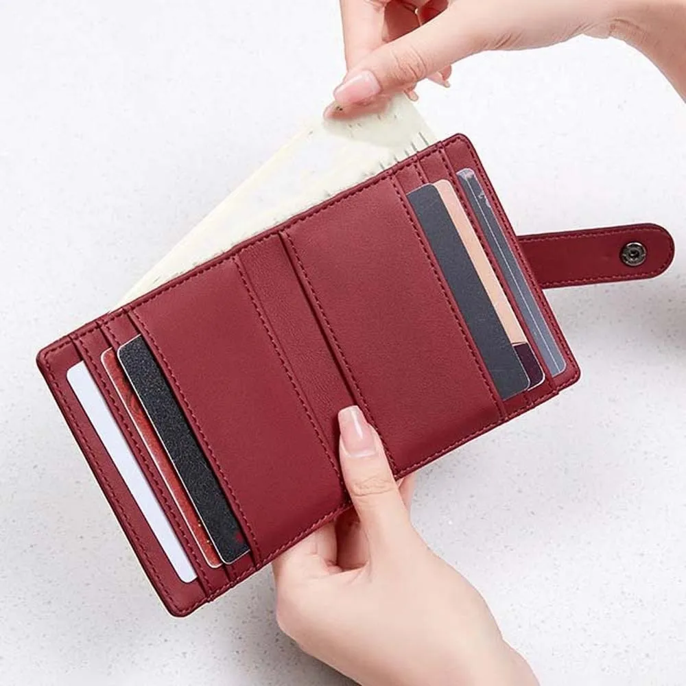 

Универсальный портативный кошелек с защитой от RFID, антимагнитный, из ПВХ, короткий складной, в корейском стиле, из ПУ, для школы, с несколькими отделениями для карт