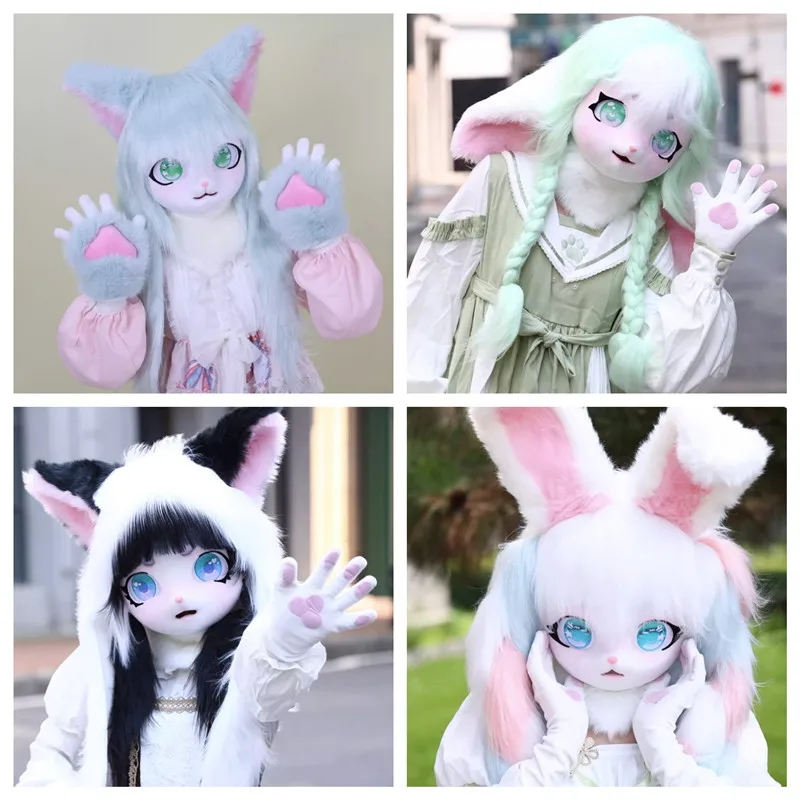

Cosplay Furry Fursuit Kigurumi Headset Costume Rabbit Doll Animal Head Beast Mask Costume Props for Halloween