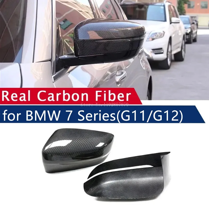 

RHD Dry Carbon Fiber Rearview Mirror Cover for BMW 7 Series G11 G12 2016-2022 Side Mirror Shells Add on Frame Case Protector