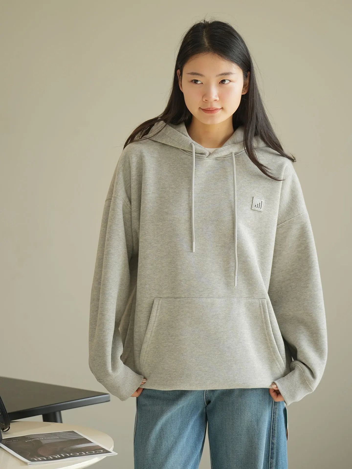 

Женская толстовка с флисовой подкладкой 440 г из орлана, теплая зимняя кофта в уличном стиле, свободный крой, смесь хлопка и полиэстера, 1 шт.