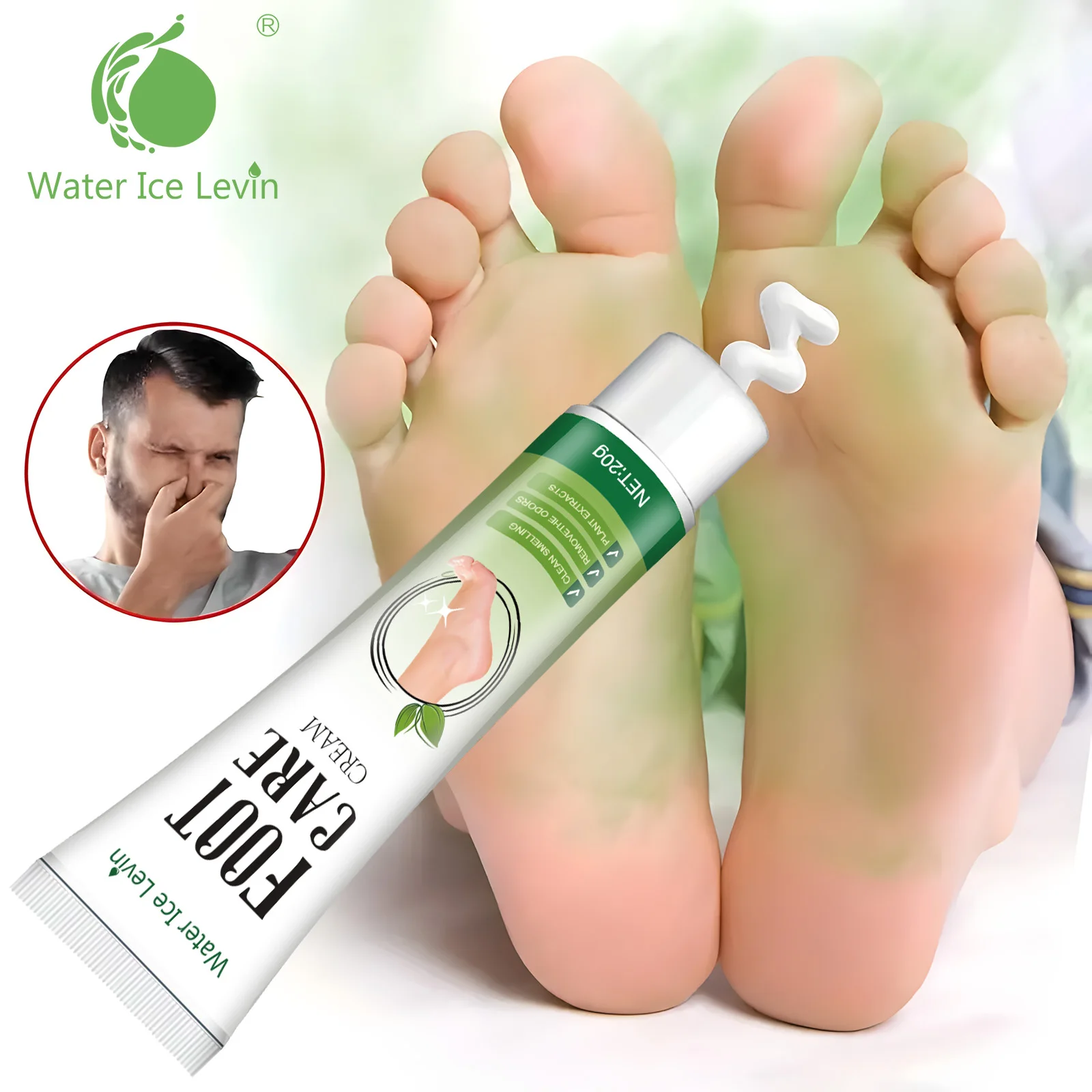 Crema para pies de humedad profunda Water Ice Levin | Cuidado hidratante intensamente perfumado para pies suaves y revitalizados