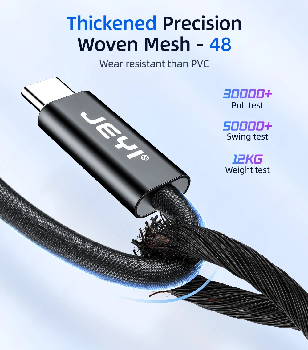 JEYI TB 5-Kabel, 80 Gbit/s, 120 Gbit/s Bandbreite – 16K/8K-Video, 240 W PD-Schnellladung, geflochtenes Nylon – Detail 8
