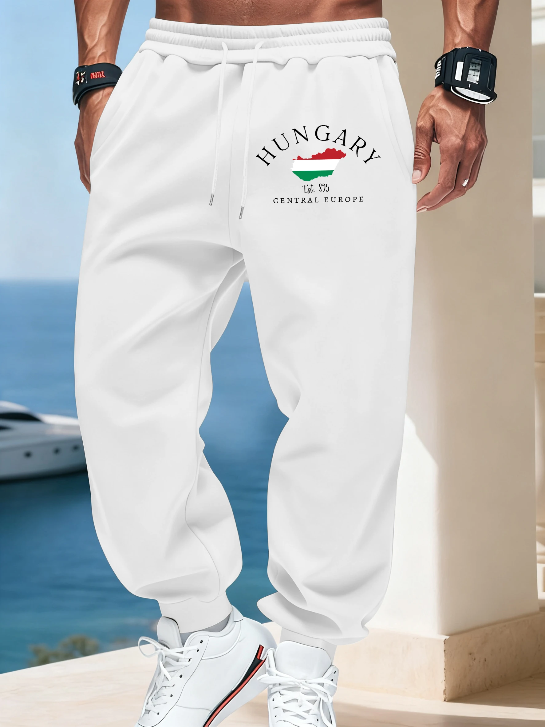 Hongrie Est. 895 drapeau imprime homme mode polyvalent pantalon cordon automne Britches Joggers pantalon de survêtement décontracté Sport pantalons de Sport