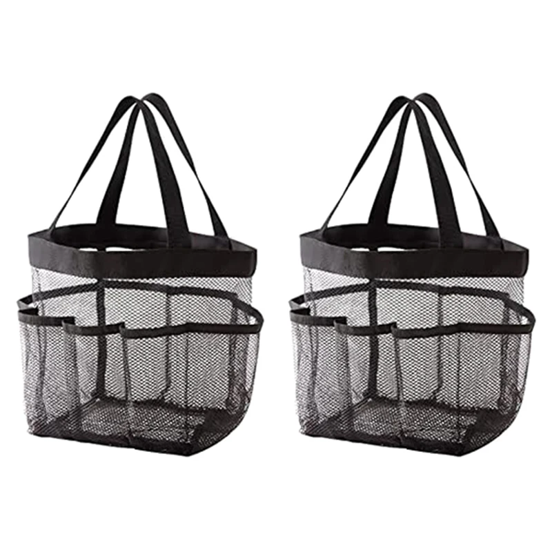 2Pcs Mesh Shower Stand Suitable For University Dormitory, Bathroom, Gym And Travel, Black