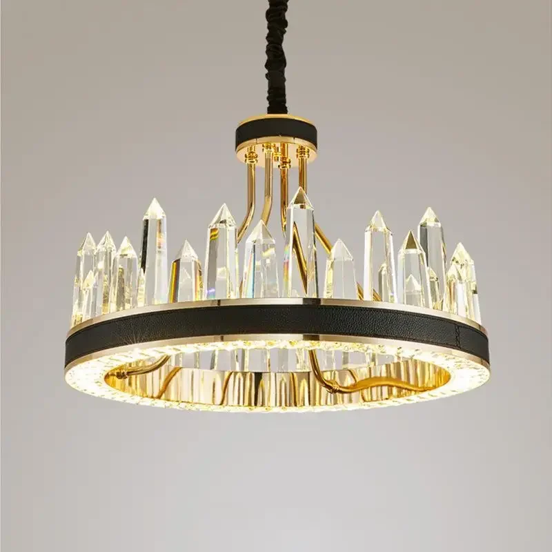 

New living room crystal chandelier light luxury simple postmodern atmosphere home dining Nordic study lamps