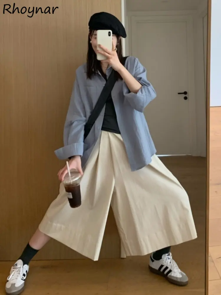 Wide Leg Japan Style Pants Women Boyfriend Summer Loose Harajuku Leisure College Simple Unisex Cool Comfort All-match Streetwear