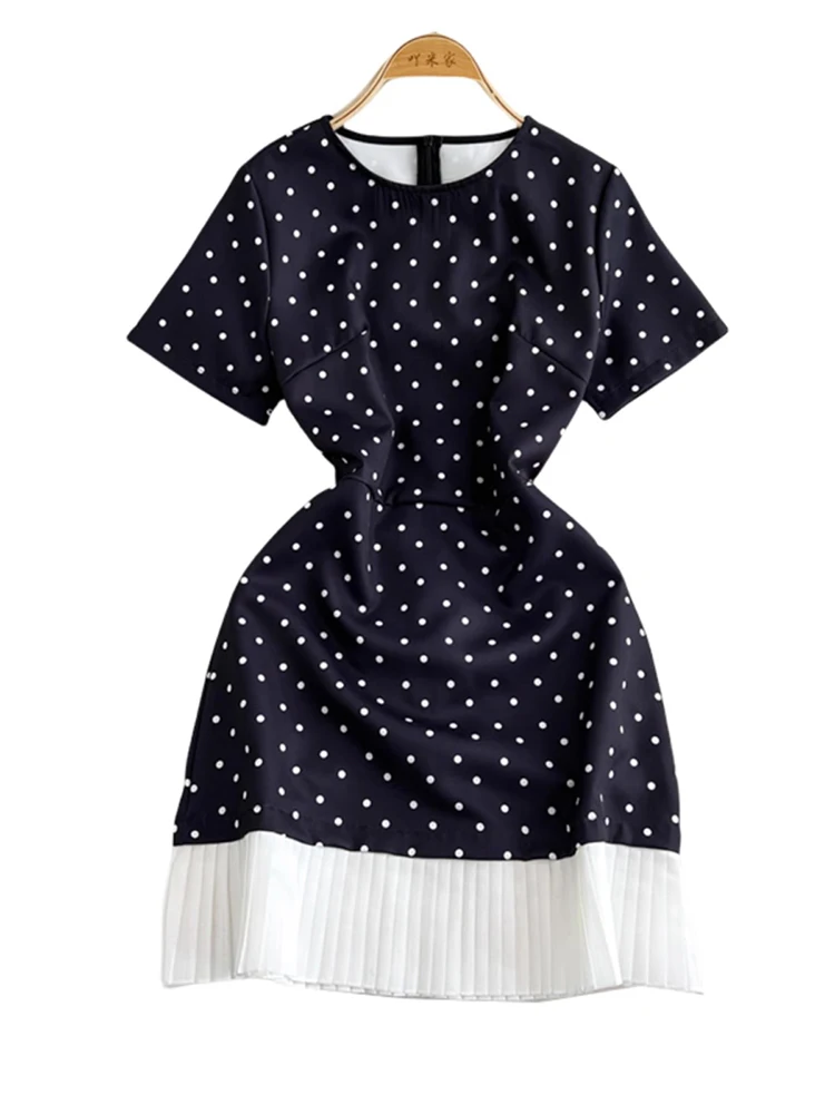 Mulheres mini vestido de verão moda feminina vintage bolinhas impressão festa vestidos pretos 2025 verão manga curta dot vestido casual