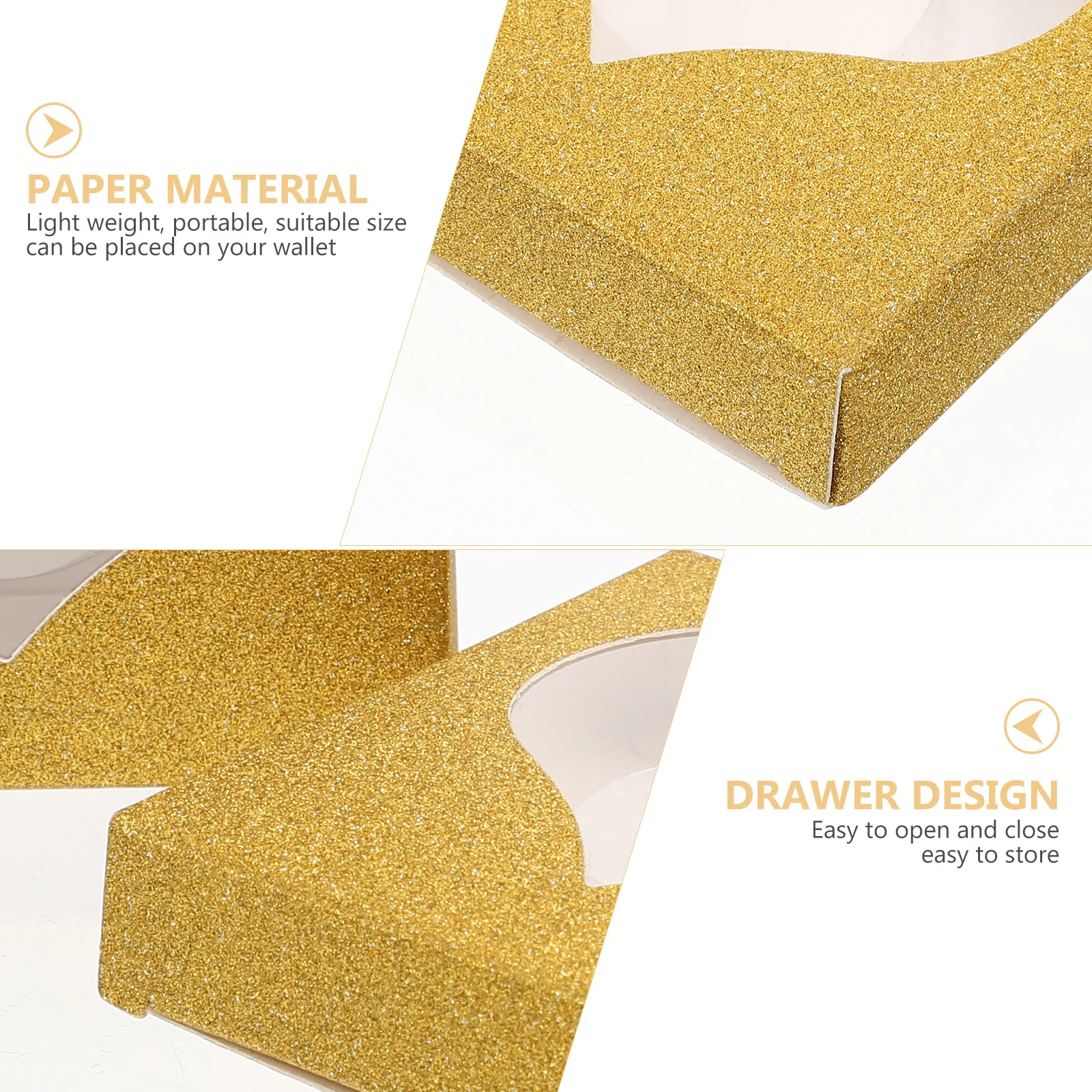 

50Pcs False Eyelash Packaging Box Glitter Lash Case Lightweight Portable Compact Design Drawer Closure Transparent Window