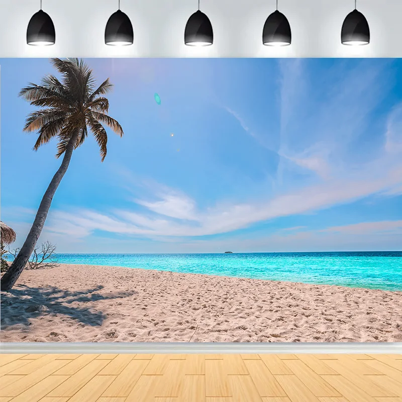 Blue Sea Waves Beach Coastline Photography Background  Sea  Breeze Sunset Glow Seagulls Sunlight Photo Studio Backdrops SW-05