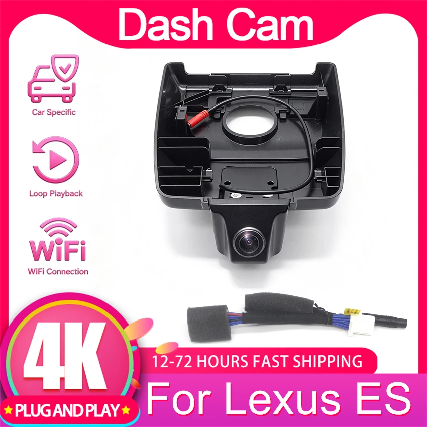 4K Dash Cam Front Rear Camera Car DVR Lexus ES ES350 ES330 ES300 ES300h ES250 2015-2025 Plug and Play Video Recorder Record Wifi