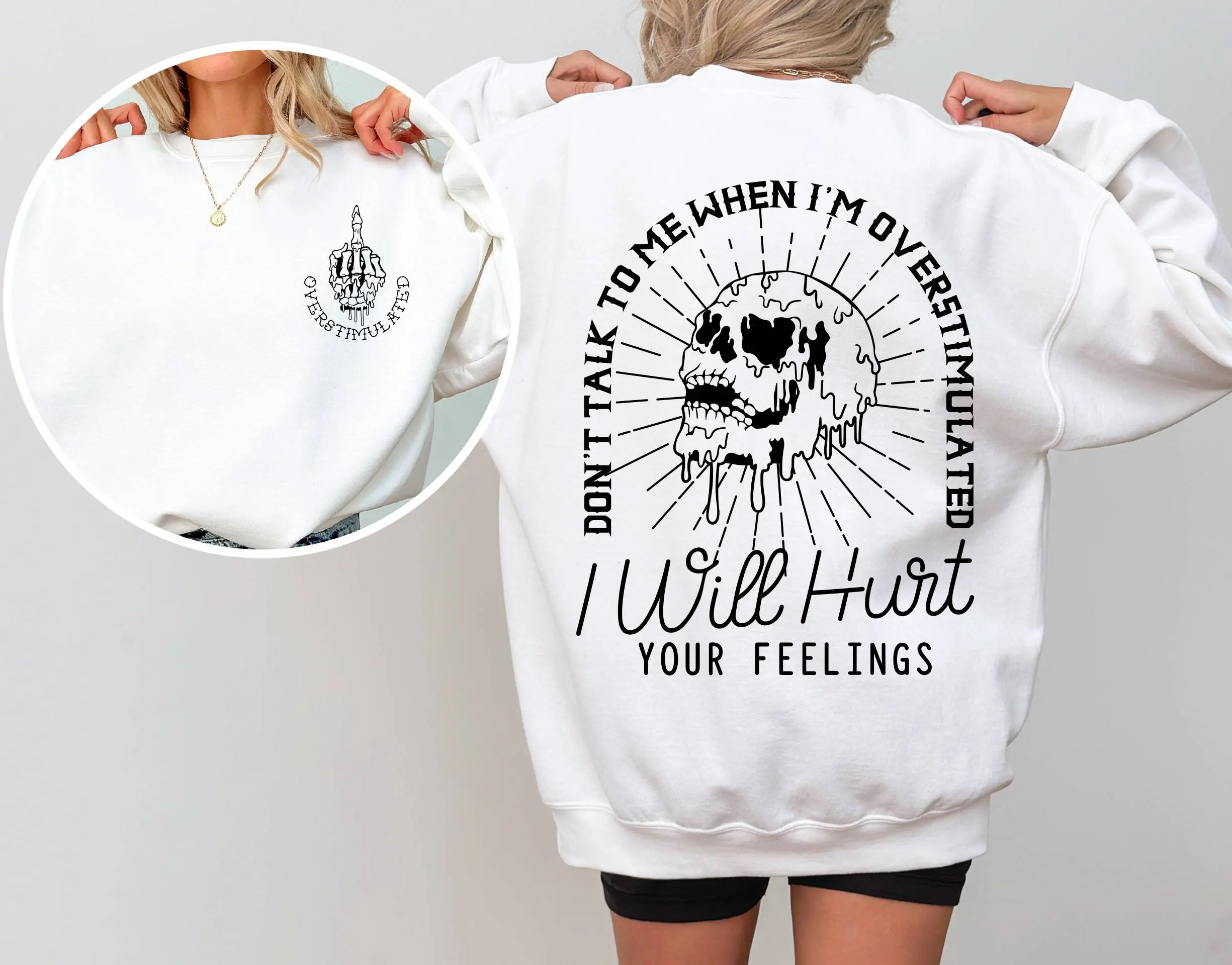 

Don't Talk To Me When I'm Overstimulated Sweatshirt Hoodie Men's and Women's Round Neck Sweatshirts Tops Pullover Women Clothing
