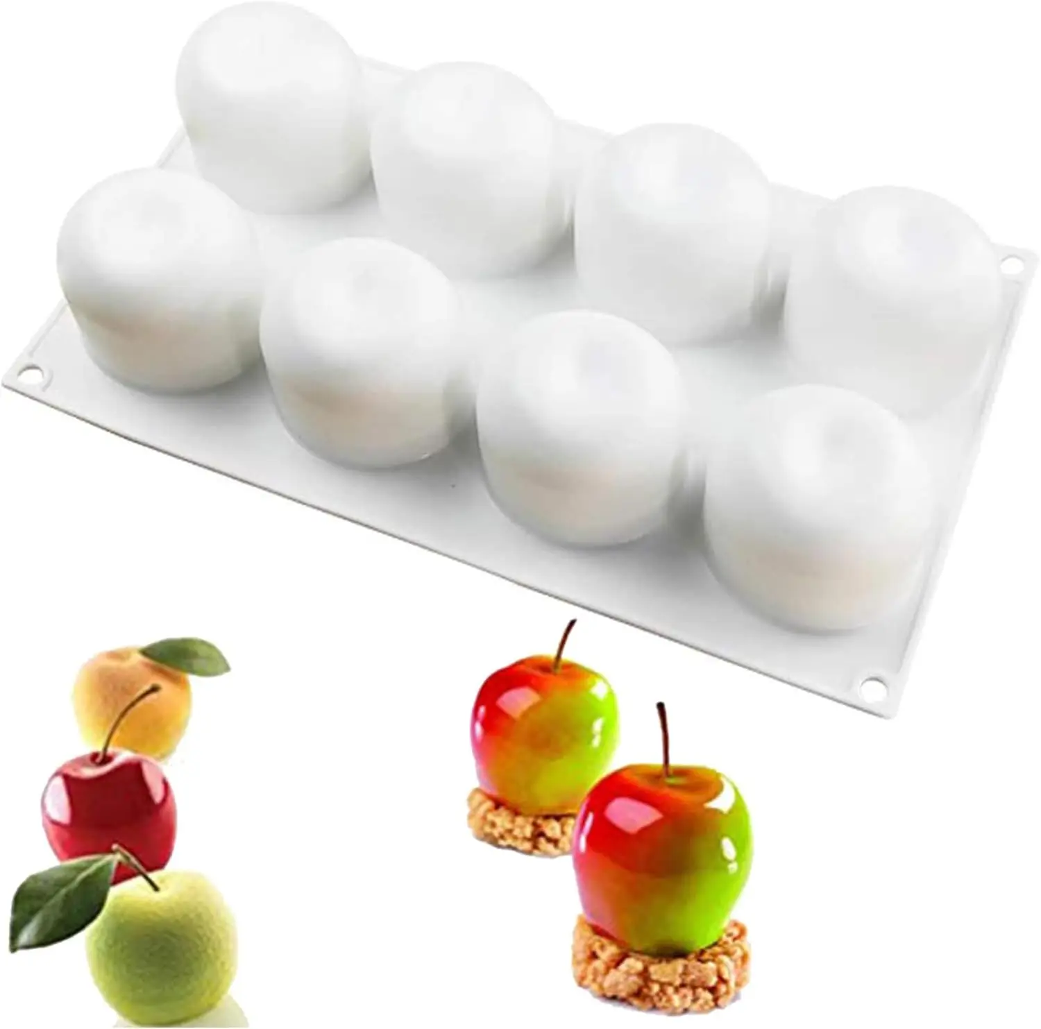 

3d Apple Silicone Mold for Baking Mousse Cake Dessert Pastry Chocolate Fruit Pudding Jelly Ice Cream Christmas Cake Decoration