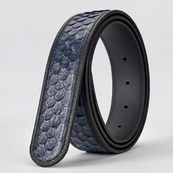 Python leather pants belt, men's genuine leather, pure cowhide, buttonless head, men's non scalp strap, Stephen strap body
