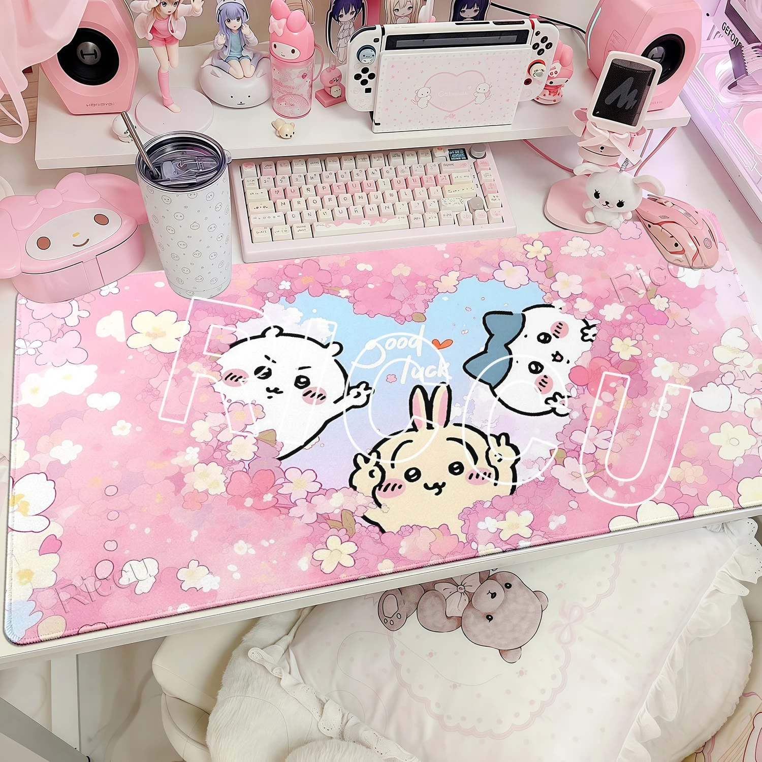 Pretty C-Chiikawa Mouse Pads Extended Anti-slip Stitched Edge Desktop Computer Playmat Professional Keyboard tapis de souris xxl