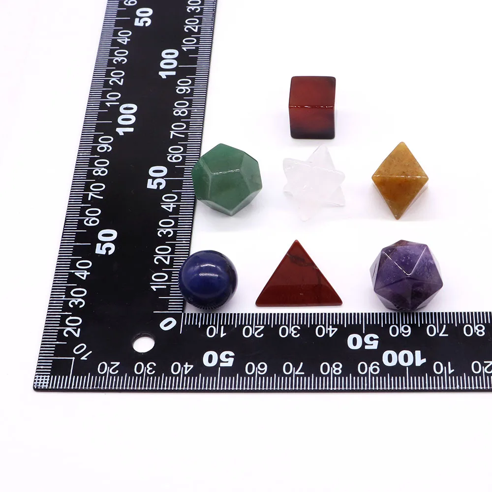 7PCS/ Set Platonic Solids Geometry Base Natural Reiki Healing Crystal Stone Chakra Gemstone for Meditation Therapy Home Decor