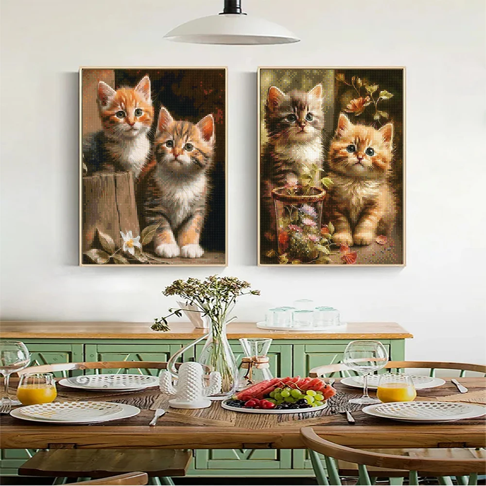 5D DIY Diamond Painting Cat Full Resin Diamond Mosaic Embroidery Animal Cross Stitch Rhinestone Inlay Home Decoration Gift