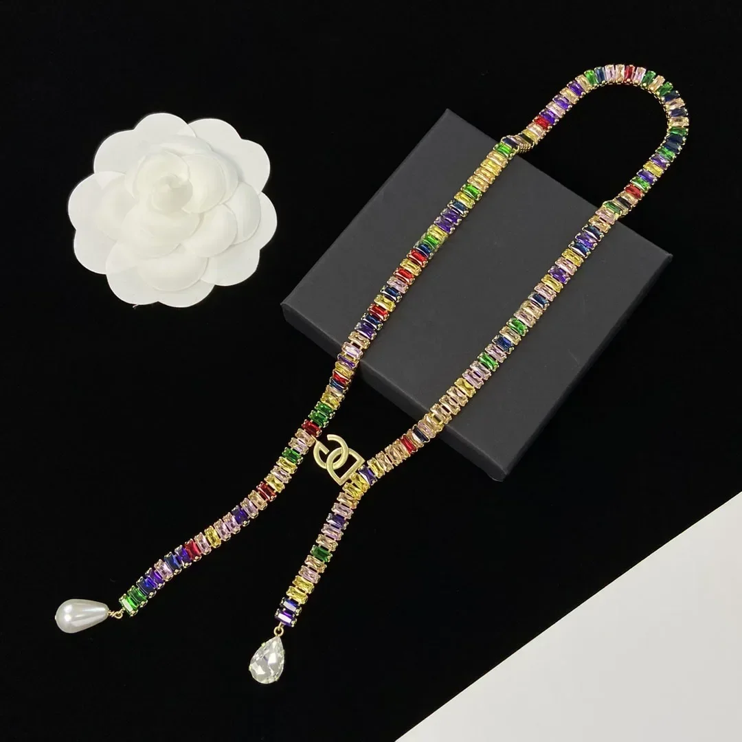 New In Necklace For Women Luxury Charms Sweater Chain Necklaces Zircon Fashion Jewelry For Women Holiday Gift