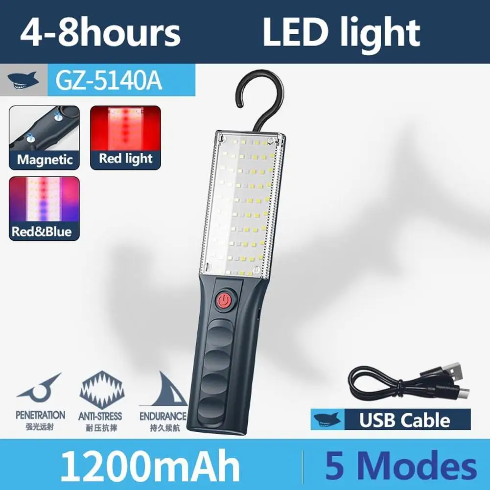 قوية 66 LED ضوء العمل مع المغناطيس مصباح يدوي سيارة COB شحن ميكانيكي الطوارئ USB ضوء مصباح المرآب D3X2