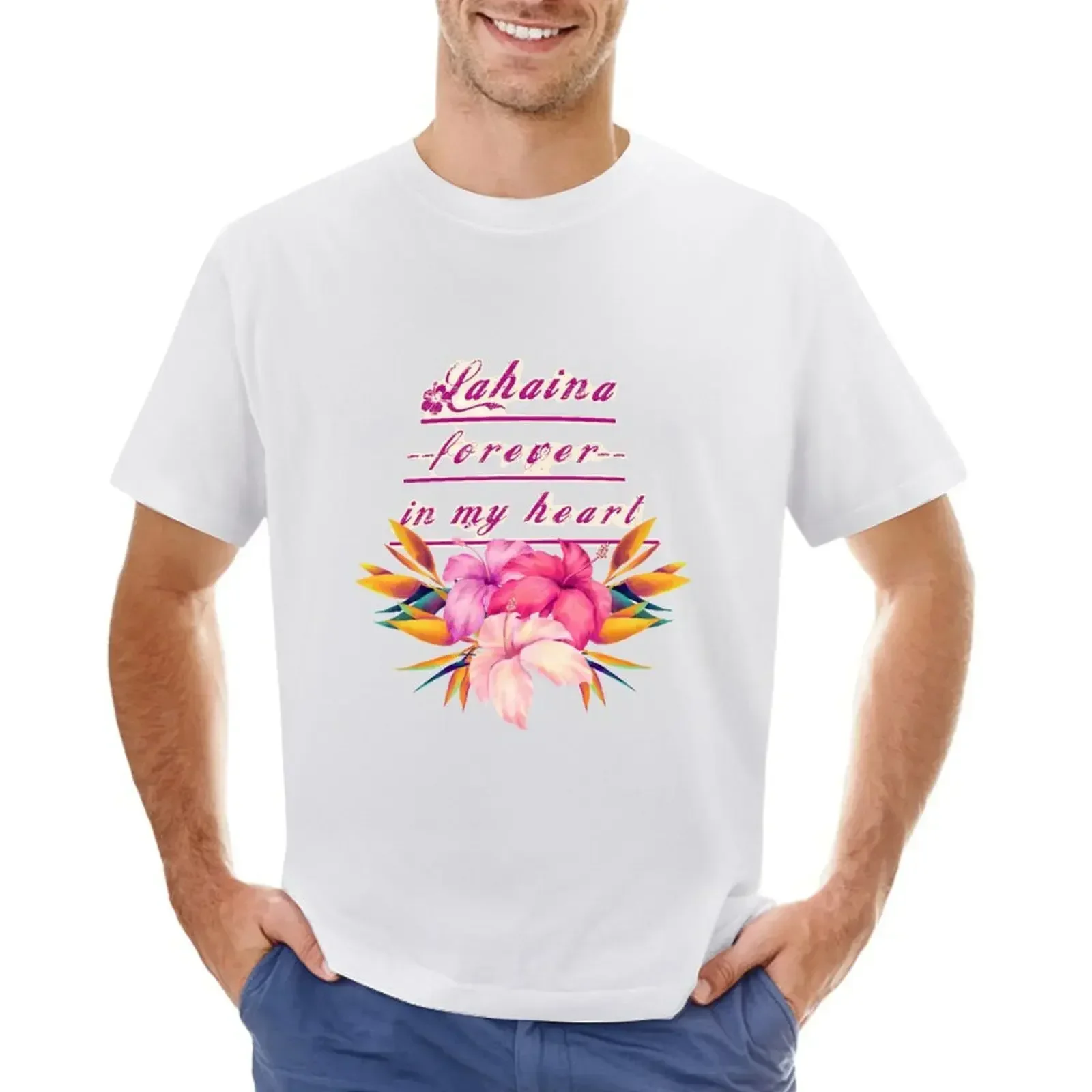 Lahaina Hawaii Forever in my Heart T-Shirt vintage t shirts street wear T-shirts for men cotton