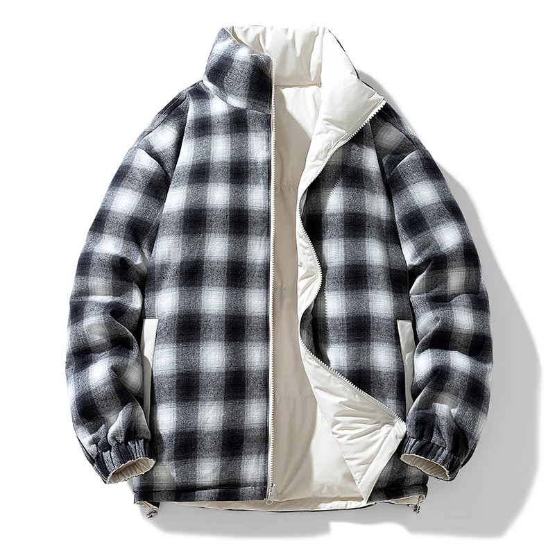 

Мужская двусторонняя пуховая куртка: новая зимняя модель свободного кроя, теплая, с воротником-стойкой, для активного отдыха, бега, альпинизма, катания на лыжах