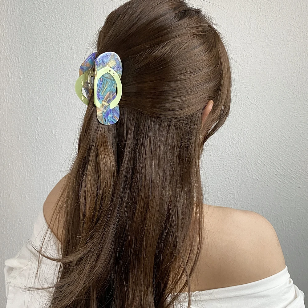 Cute Slippers Shape Shark Hairpin Acetate Colorful Non-slip Ponytail Barrettes Hairpin Party Hair Accessories For Thick Tool