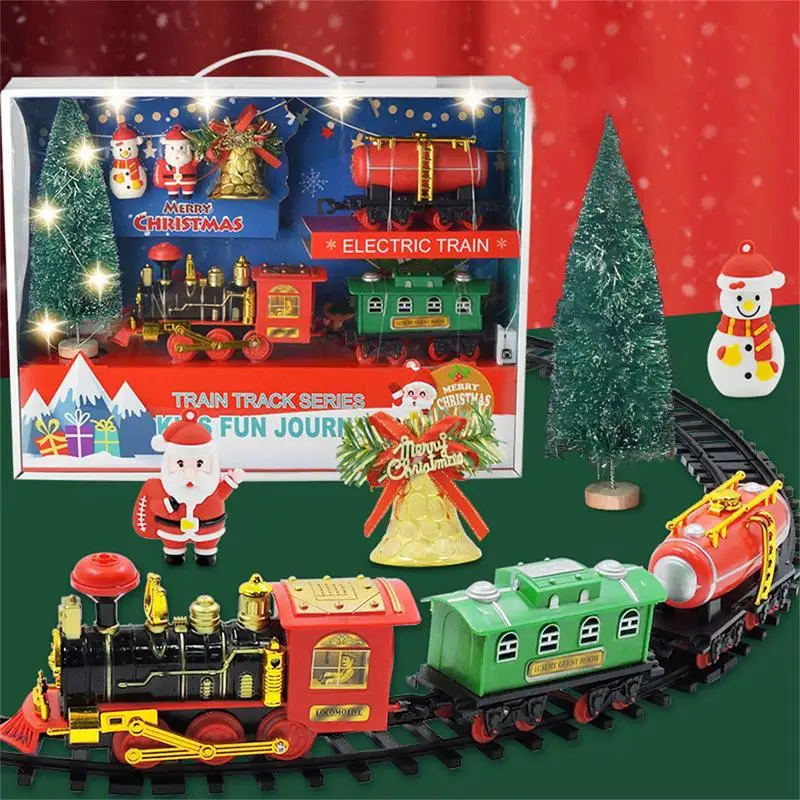 Christmas Train Set Christmas Train Decorations Festive Home Decor DIY Car Track Carriages And Tracks Toys Christmas Gift For