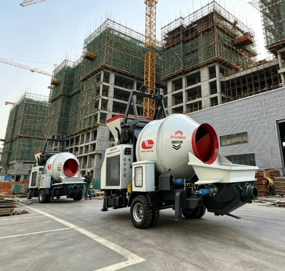 Customized Hopper Loading Mobile Concrete Mixer With Pump Machine Diesel Engine Concrete Mixer And Pump