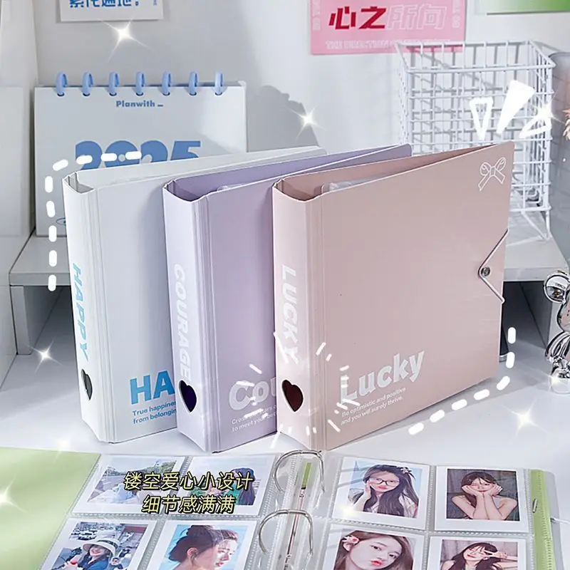 A5 Kpop Photocard Binder Album D Ring 4 Grid Collect Book with Elastic Band, 3-Inch Photo Holder for Kpop Fans, Korean 포카 바인더