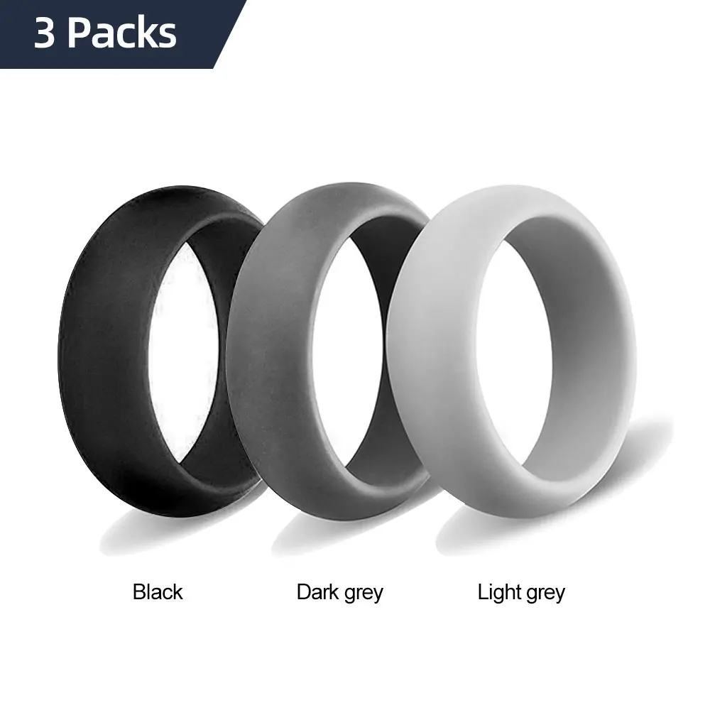 Geedyn 8mm 6-12 Size 3 Colour Set Silicone Ring Man