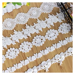 Lace Trim Water Soluble Embroidery Cotton Lace Fabric, DIY Clothing Accessories, Off White Color, 5Yards/Lot, RS1014