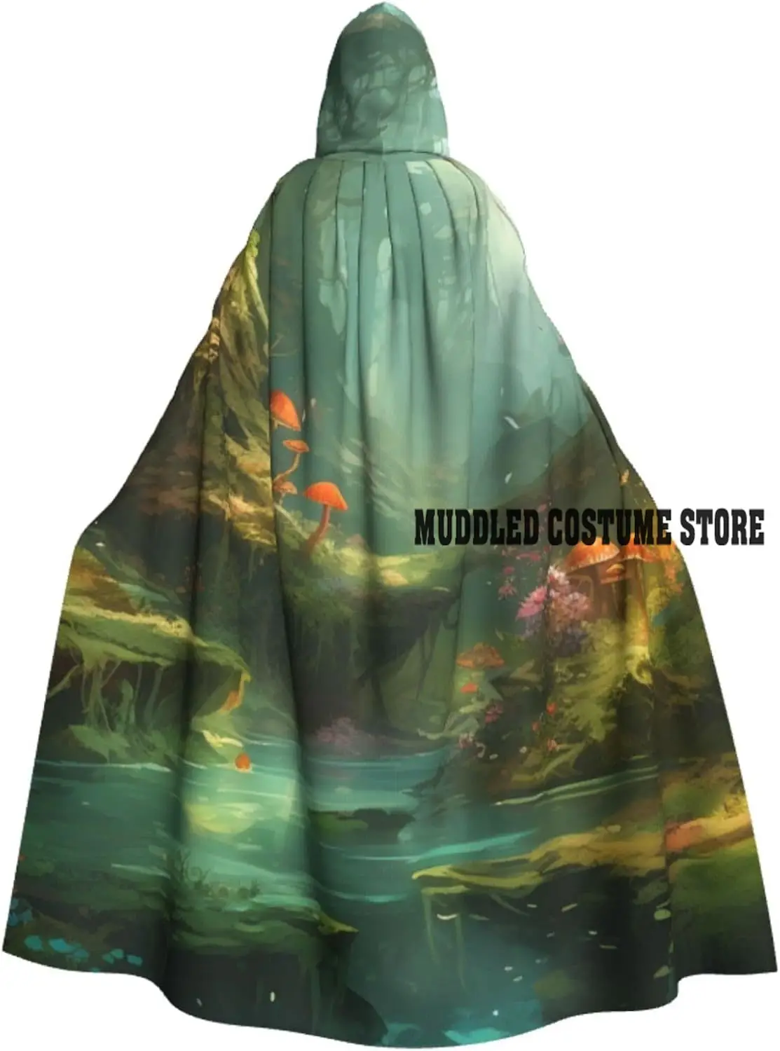 

Mushroom Forest Halloween Hooded Cloak, for Unisex Adult Cosplay Costume Party Long Cloak