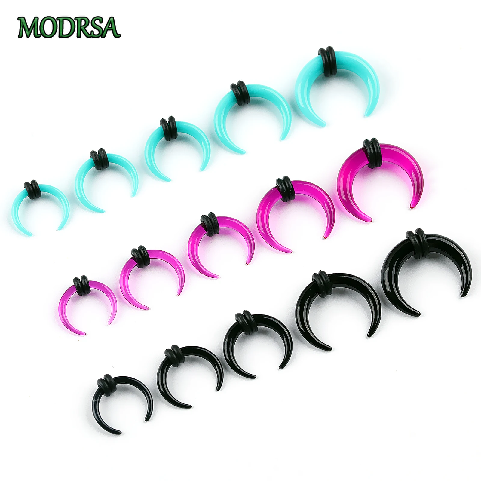 MODRSA 9pcs/Set Acrylic Nose Piercing Bullhorn Nose Ring Helix Piercing Punk Ear Stretching Kit Body Piercing Jewelry Earrings