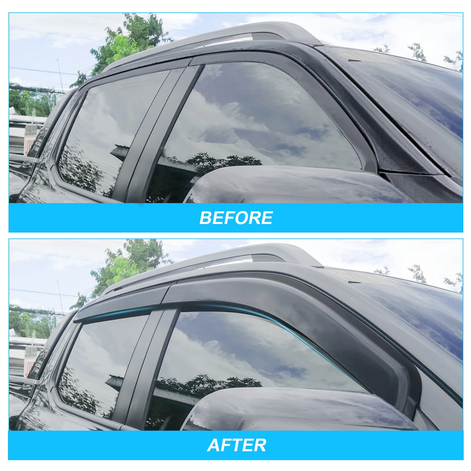 Sun Rain Guard Window Dflectors Window Visor  for Ford Ranger Raptor Next Gen 2023 2024 Double Cabin Model Weather Shield  4PCS