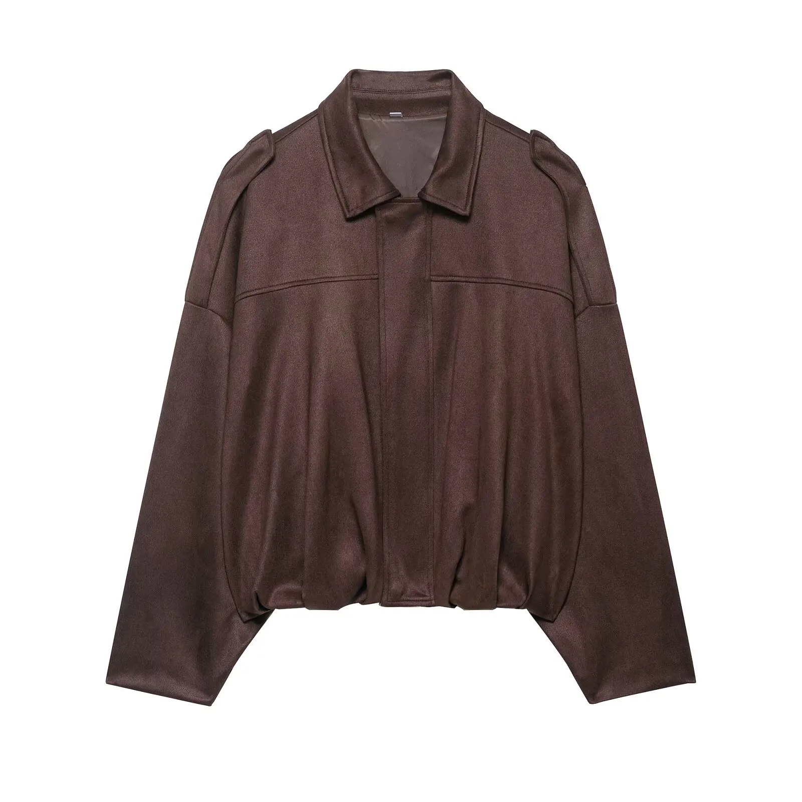 JNLEAOG Pilota da donna Jaet effetto pelle scamosciata Capispalla Autunno Nuovo Sle Caldo poliestere Lungo Sve ort Cappotto Chiusura con cerniera