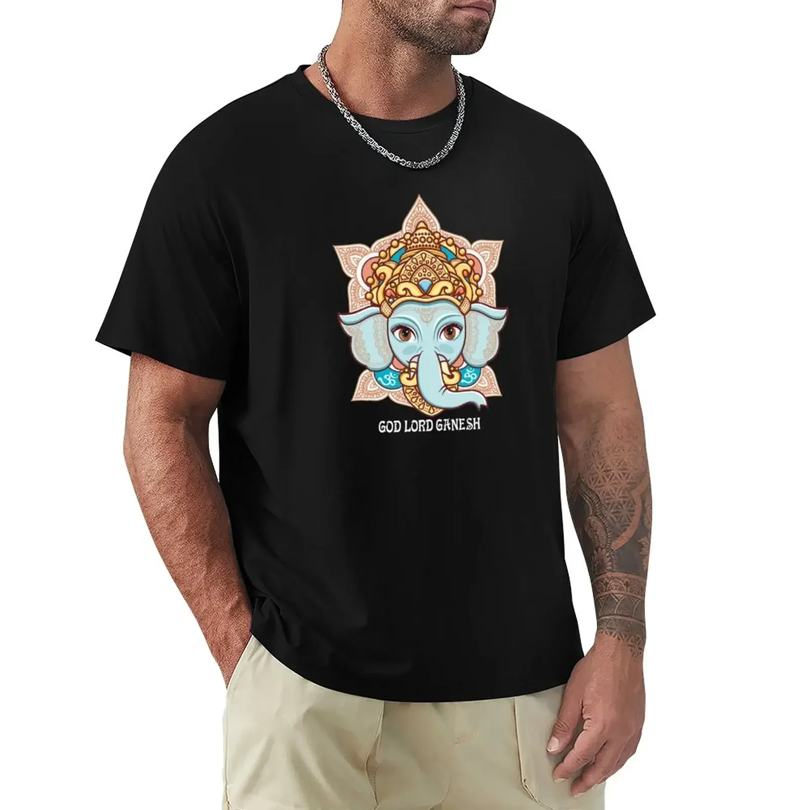 Elephant Indian Hindu God Lord Ganesh T-Shirt for a boy heavyweights summer tops oversized T-shirts for men cotton