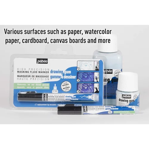 Imagen 2 del producto Pebeo Easy Peel líquido látex enmascarar líquido dibujo goma se seca rápidamente para acuarela pintura Gouache suministros para artes finas y manualidades